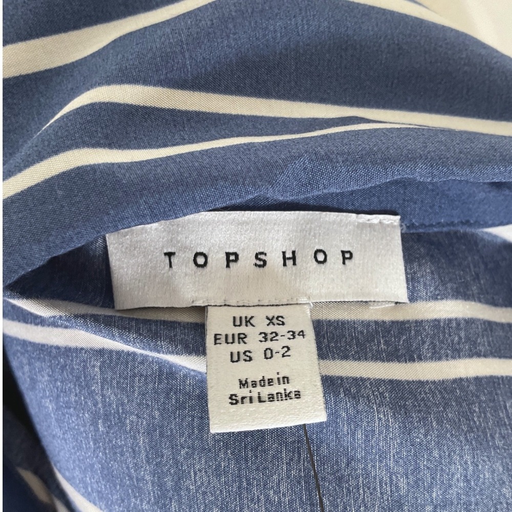 Topshop Striped‎ Oversized Shirt Dress Blue White XS Size 0-2 Button Down Career - Picture 4 of 13